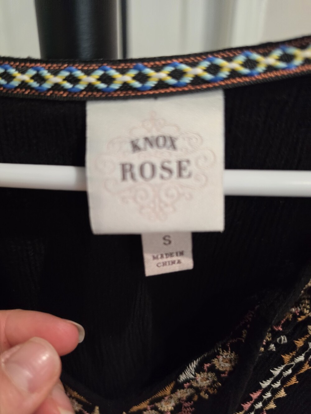 Knox Rose Embroidered Boho Peasant Dress Black Size Small - Picture 3 of 5